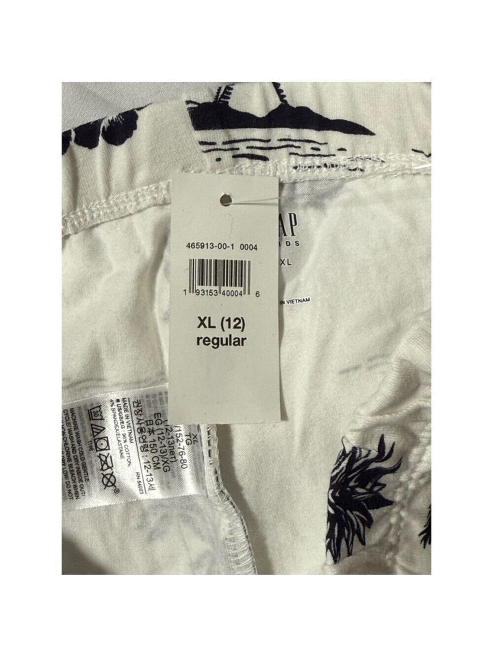 Girls GAP Kids XL White Tropical Print Leggings - Picture 4 of 4